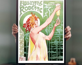 Cartel Art Nouveau de Absenta Robette: Anuncio de bebidas vintage