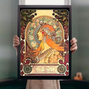 Zodiac 1896 POSTER PRINT A5A1 Alphonse Mucha Art Nouveau Bohemian Wall Decor Floral Signs
