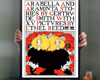 Arabella & Araminta Stories 1895 poster print vintage Ethel Reed Wall Art decor abstracte boekillustratie