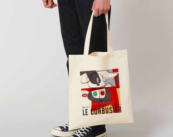 Le Corbusier 1954 Exhibition TOTE BAG Print Vintage Advert Paris Pompidou Architecture Abstract Art Gift woven carry bag