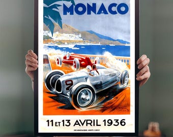 Monaco Grand Prix 1936 POSTER PRINT A5-A1 Vintage Retro Motor Racing Sports Formula1 Advert Wall Art Decor