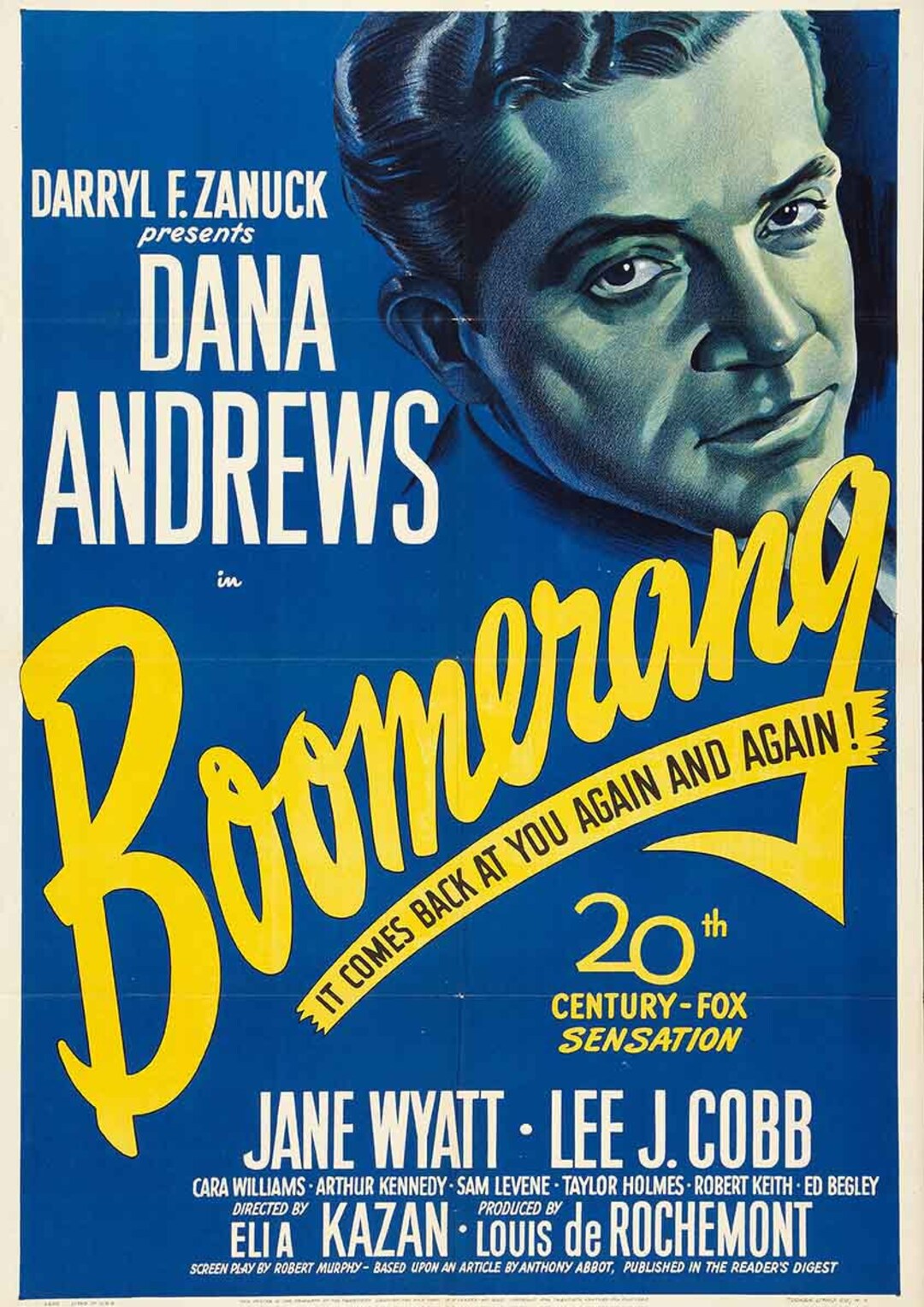 ブーメラン！1947年映画ポスタープリント A5 A2 ヴィンテージ