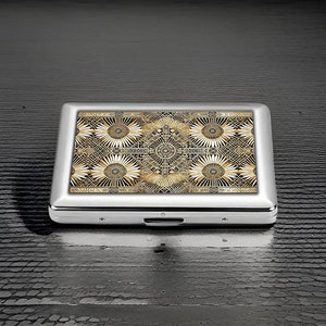 Étui à cigarettes Art déco, porte-cartes en métal géométrique, cadeau de luxe des années 1920 pour les fumeurs, accessoire de style vintage pour elle
