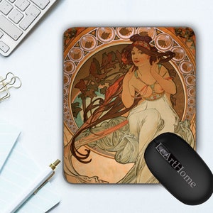 Alphonse Mucha Vintage Art Mousepad Woman Art Nouveau Mouse Pad For Her