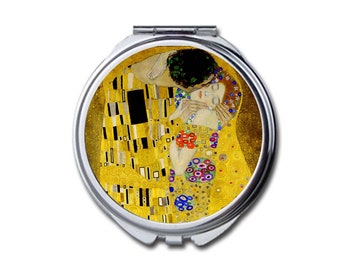 Miroir compact artistique Kiss par Gustave Klimt