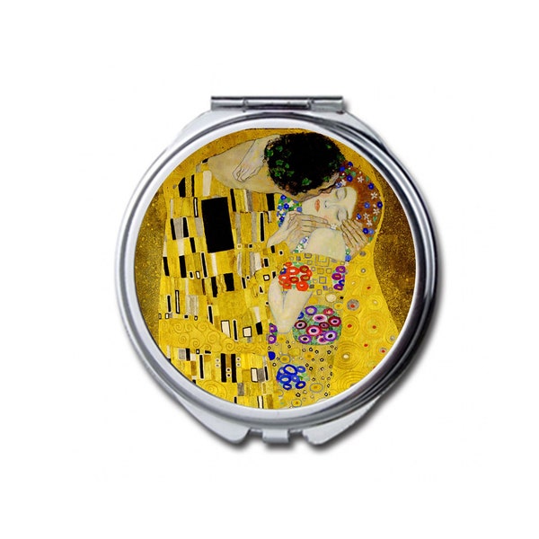 Miroir compact artistique Kiss par Gustave Klimt