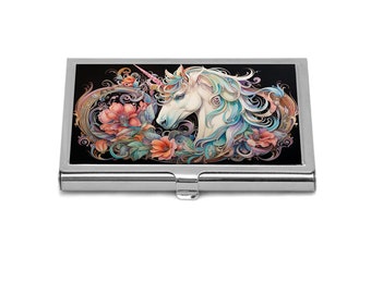 Business Card Holder Unicorn Watercolor Business Card Case Art Nouveau Business Card Holder Unicorn Pastel Card Holder Gift Idea For Her