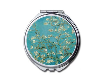 Almond Blossom Pocket Mirror Vincent Van Gogh Art Compact Mirror Blue Cosmetic Mirror Vintage Art Print Makeup Mirror Gift Idea For Her