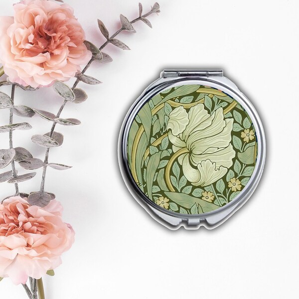 Compact Mirror Art Nouveau William Morris Mirror Pimpernel Print Pocket Mirror Cosmetic Mirror Flowers Ornament Makeup Mirror Gift For Her