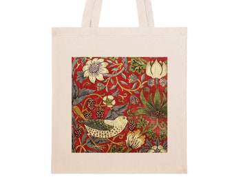 Strawberry Thief Tote Bag Vintage William Morris Art Nouveau Cotton Canvas Shopping Bag For Her