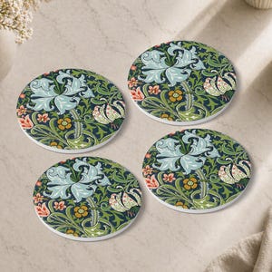 William Morris Untersetzer Golden Lily Vintage Floral Jugendstil Drink Untersetzer Set Botanisches Decor
