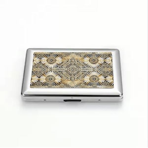 Art Deco Cigarette Case, Geometric Metal Card Holder, 1920s Style Luxury Gift for Smokers, Vintage Style Accessory for Her