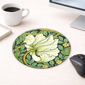 Pimpernel-muismat, vintage art nouveau-muismat, William Morris witte bloem design bureauaccessoire, cadeau voor haar