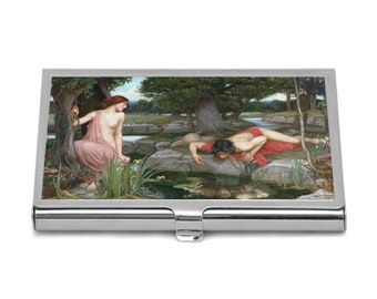 Business Card Case Echo And Narcissus Print Business Card Holder William Waterhouse Art Business Card Case Classical Fine Arts Gift Idea