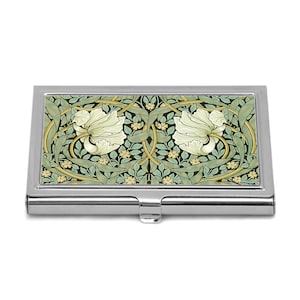 Porta biglietti da visita floreale Pimpernel, porta carte di credito Art Nouveau, arte di William Morris, porta biglietti da visita vintage con fiori, regalo per lei