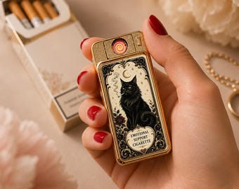 Supporto emotivo, accendino elettrico, gatto nero gotico, ricaricabile tramite USB, regalo di lusso per fumatori