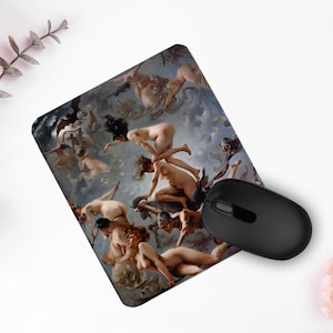 Witches Going to Their Sabbath Mouse Pad, Luis Ricardo Falero Painting Mousepad, Mystical Art Mouse Pad, Gothic Office Decor, Gift for Her