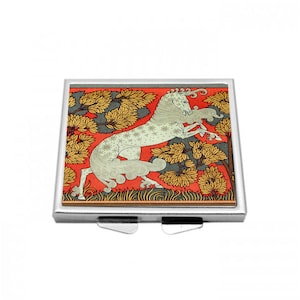 Specchio tascabile quadrato unicorno, specchio compatto Art Nouveau, specchio cosmetico vintage da fiaba, specchio per il trucco unico per lei
