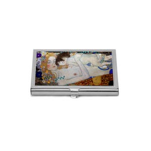 Tarjetero de visita "Las tres edades de la mujer" de Gustav Klimt, tarjetero para madre e hijo, organizador metálico Art Nouveau, regalo artístico para mujer.