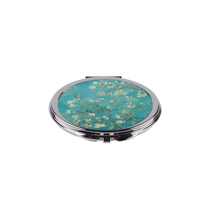 Almond Blossom Pocket Mirror, Vincent Van Gogh Art Compact Mirror, Blue Vintage Cosmetic Mirror, Floral Makeup Mirror Gift for Her