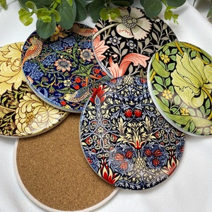 Coasters Set Of 6 Art Nouveau Coasters William Morris Prints Coasters Hot Drinks Ceramic Coasters Vintage Flowers Coasters Gift Idea For Her