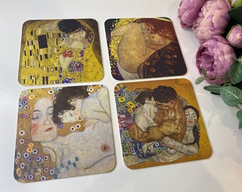 Gustav Klimt Square Cardboard Coasters Gift Idea