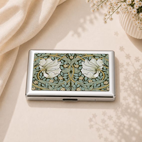 1950s cigarette case Pimpernel Art Nouveau Cigarette Case Vintage William Morris Art Floral  Smoker Accessory Gift For Her