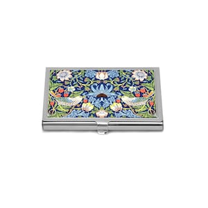 Strawberry Thief Business Card Holder, William Morris Floral Design Credit Card Holder, Art Nouveau Card Case, Elegant Accessory for Her