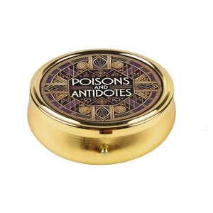 Poisons and Antidotes Pill Box, Vintage Art Deco Design Pocket Pill Container, Elegant Compact Medicine Box, Perfect Gift Idea for Her