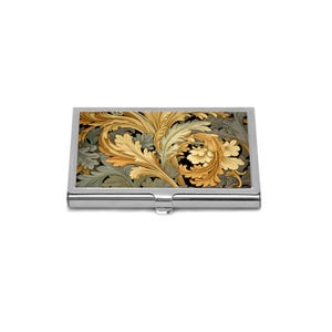 Vintage Blatt Ornament Visitenkartenetui, William Morris Art Style Kreditkartenetui, botanischer Metall Organizer, elegante Geschenkidee für sie