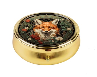 William Morris Fox Floral Pill Box Konst- och hantverksdesign Kompakt pillerorganisatör