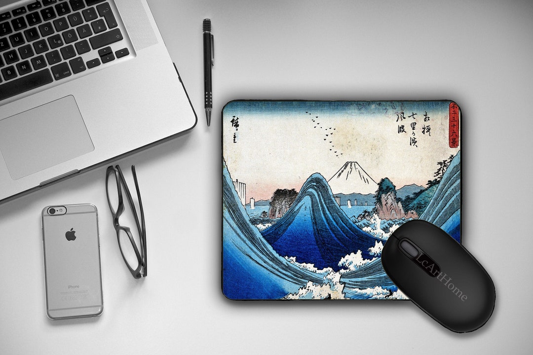 Japanese Art Mouse Pad Seascape Blue Mouse Pad Mount Fuji Etsy