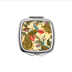 Peacock Art Nouveau Compact Mirror Vintage Floral Purse Mirror Elegant Peacock Cosmetic Makeup Mirror Unique Gift for Her Pocket Hand Mirror