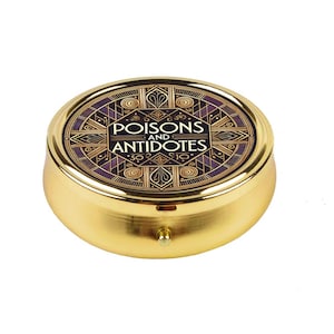 Poisons and Antidotes Pill Box, Vintage Art Deco Design Pocket Pill Container, Elegant Compact Medicine Box, Perfect Gift Idea for Her