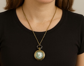 William Morris Pimpernel Pocket Watch Pendant Bronze Floral Pendant Vintage Style Timepiece
