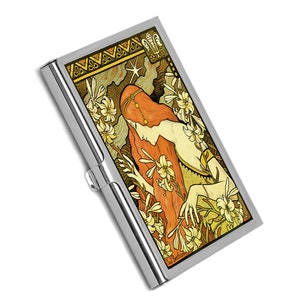 Visitekaartjeshouder jugendstil, Franse vintage creditcardhouder, elegant Paul Burton-bloemdessin, uniek cadeau voor haar