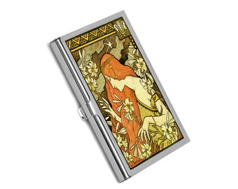 Business Card Holder For Her Art Nouveau Woman Credit Card Holder Art Nouveau French Business Card Case