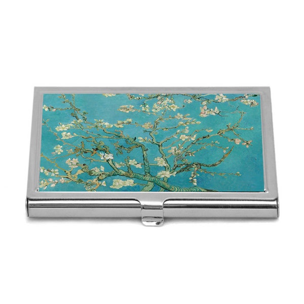 Van Gogh Art Business Card Holder Almond Blossom Blue Color Credit Card Holder Vincent Van Gogh Painting Business Card Case Gift For Her