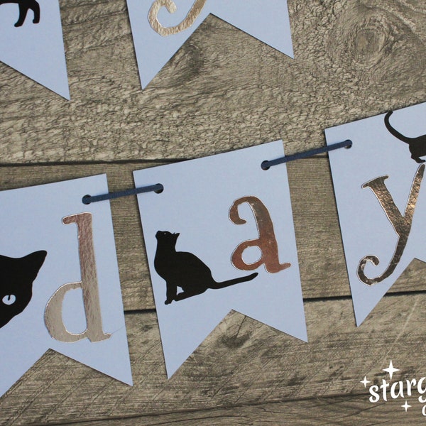 Cats themed bunting party decoration Happy Birthday
