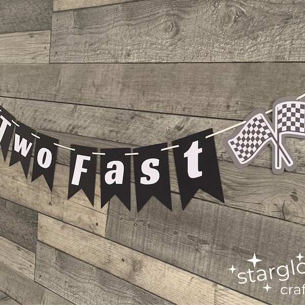 Two Fast birthday decoration Personalised Car Racing bunting