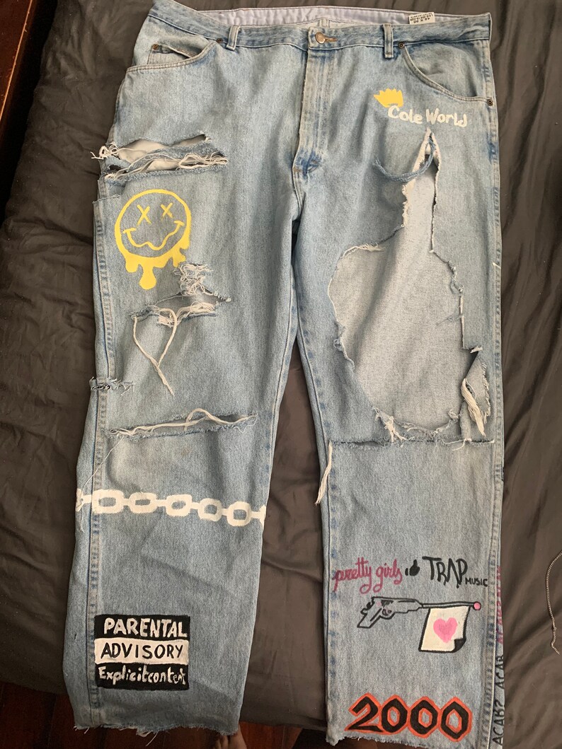 Custom Painted Jeans Etsy
