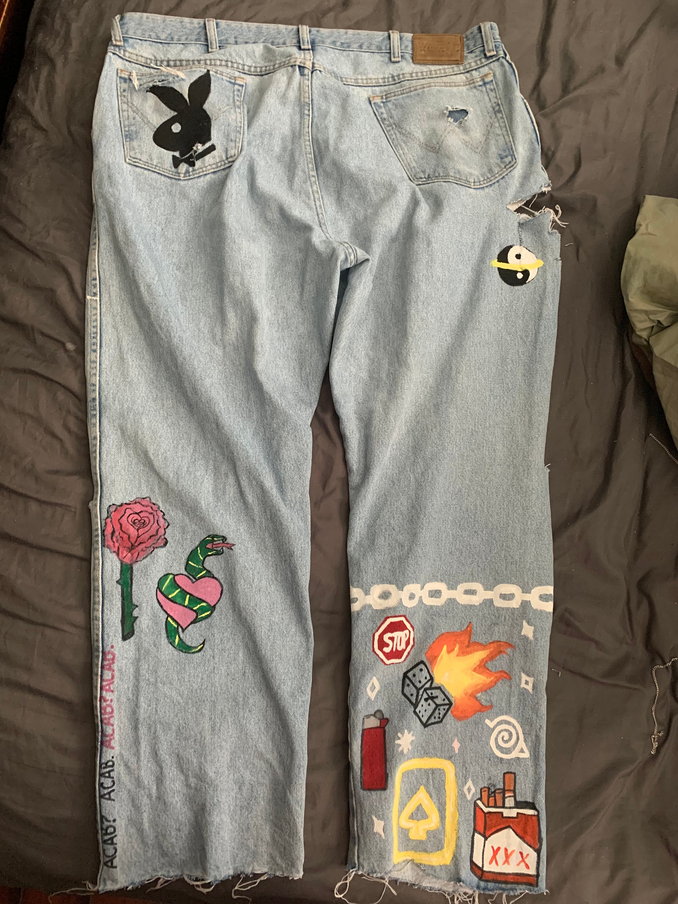 Custom Painted Jeans Etsy