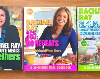 3 pc Lot Vintage RACHAEL RAY 30-Minute Cookbooks. 2003 Get Togethers. 2005 365 No Repeats. 2006 2,4,6,8. Quick Easy Recipes. Excellent Cond.