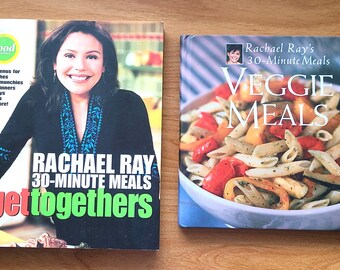 2 pc Lot Vintage RACHAEL RAY 30-Minute Cookbooks. 2001 VeGGie MeaLs. 2003 GeT ToGeTHeRs. Quick Easy Recipes Brunches Parties Vegetarian.