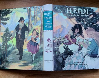Vintage 1986 "HEIDI" by Johanna Spyri. Illustrated by Jessie Willcox Smith. Longmeadow Press Children's Classics Hardcover Book. Swiss Alps.