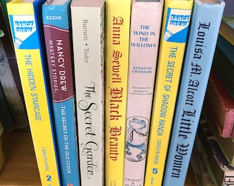 7 pc Lot Vintage Girls' Classics Books: Nancy Drew Mysteries, Little Women, Secret Garden, Black Beauty, Wind in Willows. Overall Nice Cond.