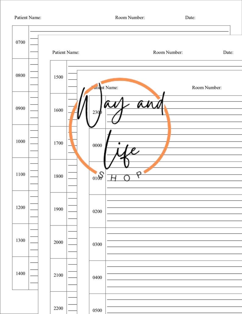 Printable 8 Hourly Rounding Sheets | Lined - Etsy