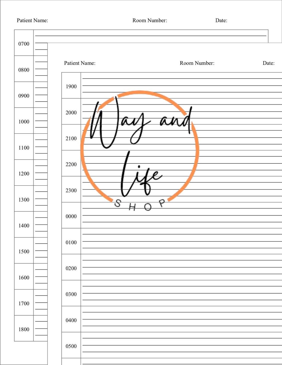 Printable 12 Hourly Rounding Sheets | Lined - Etsy