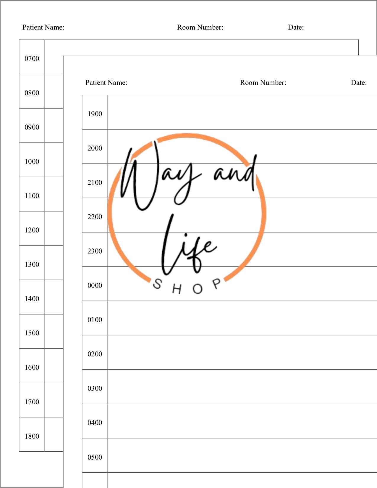 Hourly Rounding Map Printable 12 Hourly Rounding Sheets | Blank - Etsy