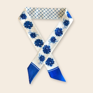Silk Twill Scarf, Hair Ribbon, Bag Accessory, Gift for Her, Silk Skinny Scarf, Women Scarf, Neck Scarf, Handbag Scarf, Wrist Tie Scarf